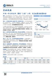 农林牧渔：中央一号文件点评：聚焦“三农”工作，关注政策性投资机会