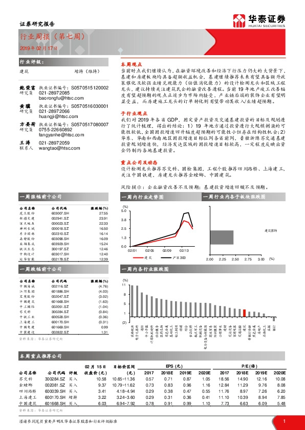 建筑行业周报（第七周）