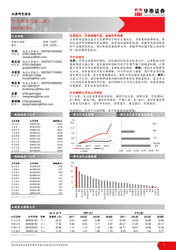 非银行金融行业周报（第八周）