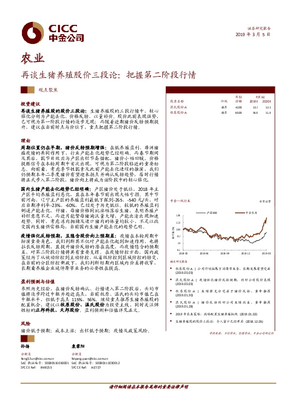 农业：再谈生猪养殖股价三段论：把握第二阶段行情