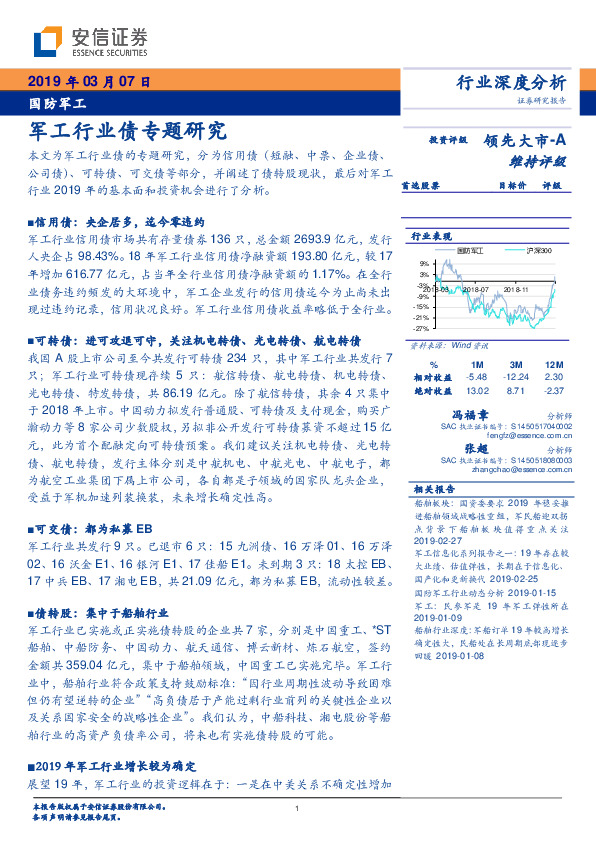 军工行业债专题研究