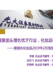 服装&化妆品2019年2月淘宝数据跟踪与解读:服装龙头增长优于行业,化妆品行业表现分化
