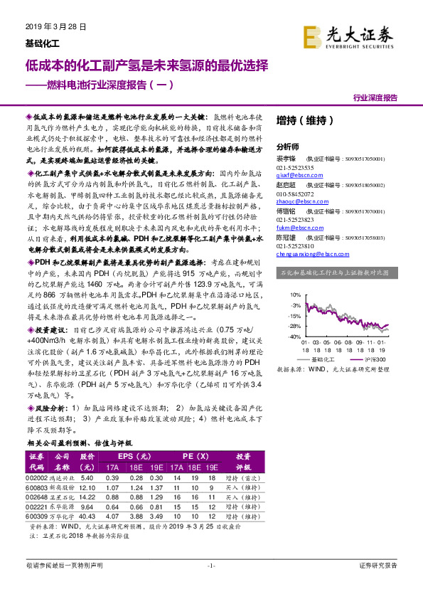 燃料电池行业深度报告（一）：低成本的化工副产氢是未来氢源的最优选择