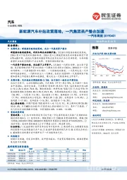 汽车周报:新能源汽车补贴政策落地,一汽集团资产整合加速