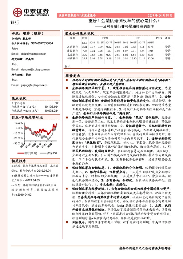 银行行业深度报告：重磅！金融供给侧改革的核心是什么？——及对金融行业格局和投资的影响