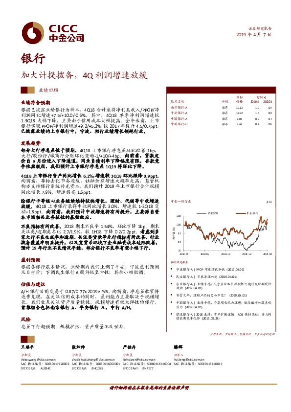 银行业绩回顾：加大计提拨备，4Q利润增速放缓