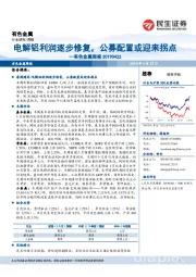 有色金属行业周报：电解铝利润逐步修复，公募配置或迎来拐点