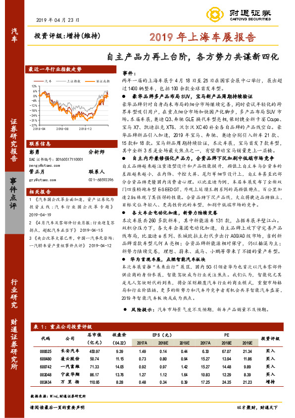 2019年上海车展报告：自主产品力再上台阶，各方势力共谋新四化
