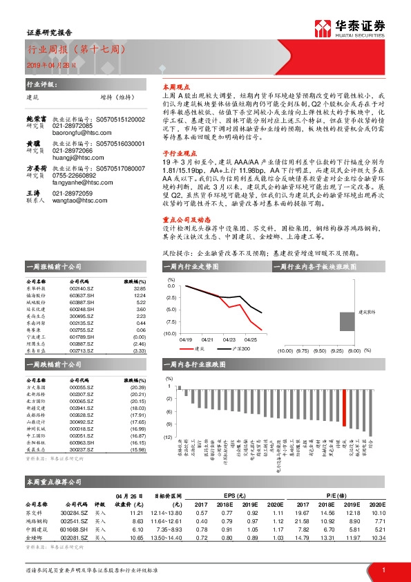 建筑行业周报（第十七周）