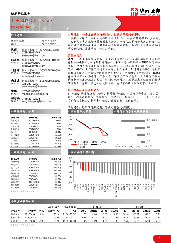 银行行业周报（第十七周）