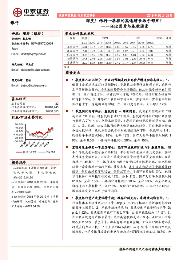 深度！银行一季报的高速增长源于哪里？——环比因素与基数因素