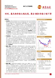 化工行业周观点：环丙、氯化物价格大幅走高，聚合MDI价格小幅下滑