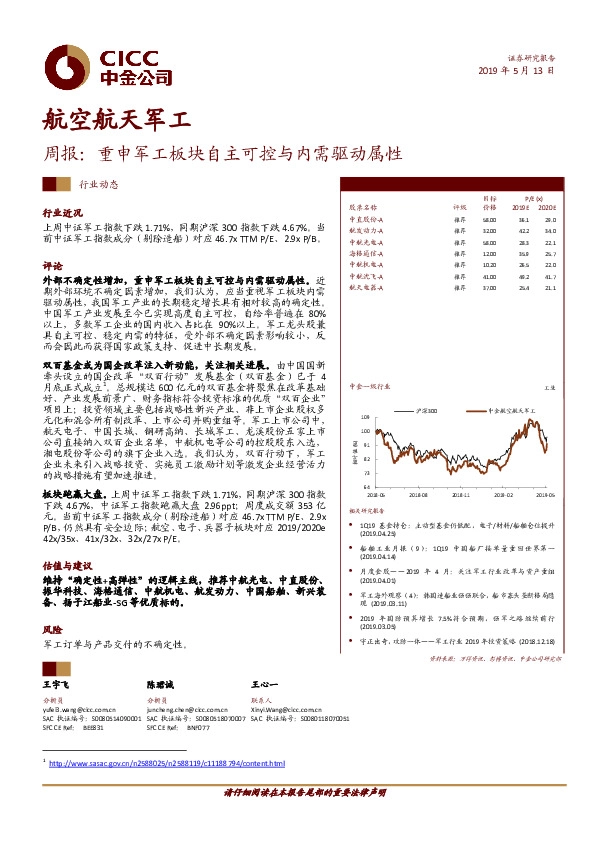 航空航天军工行业周报：重申军工板块自主可控与内需驱动属性