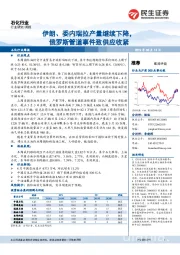 石化行业周报：伊朗、委内瑞拉产量继续下降，俄罗斯管道事件致供应收紧