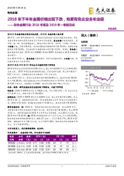 有色金属行业2018年报及2019年一季报总结：2018年下半年金属价格出现下跌，拖累有色企业全年业绩