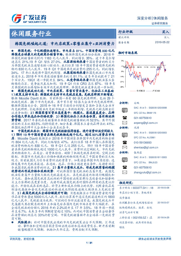 休闲服务行业深度分析：韩国免税崛起之道：市内店政策+零售业集中+亚洲消费力