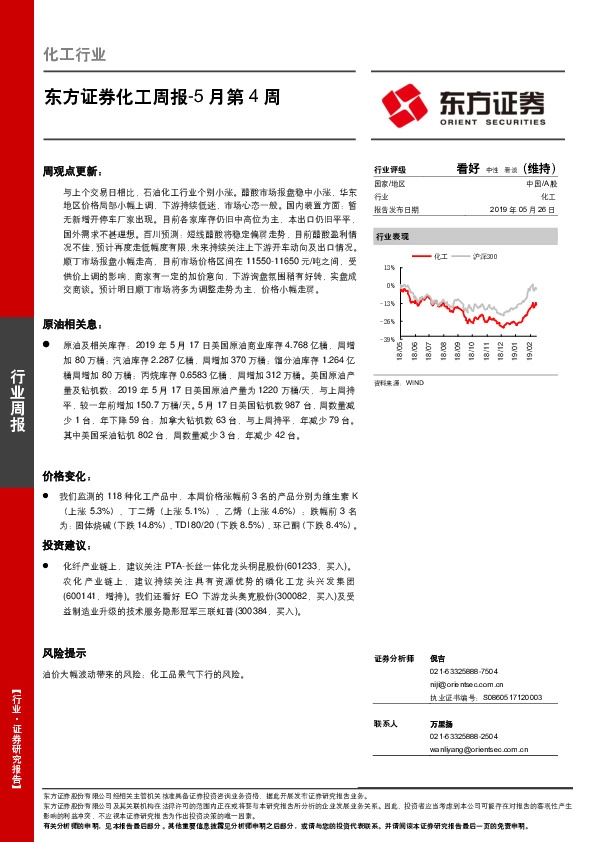 化工周报5月第4周