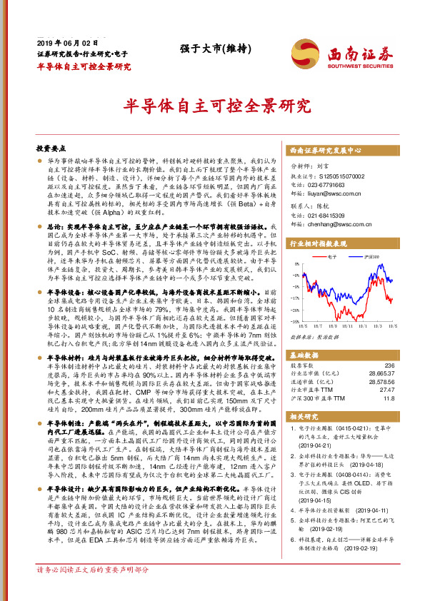 电子行业研究：半导体自主可控全景研究