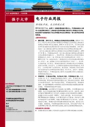 电子行业周报：科创板开板，关注科技主线