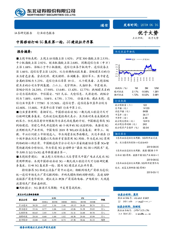 通信：中国移动打响 集采第一枪，建设拉开序幕