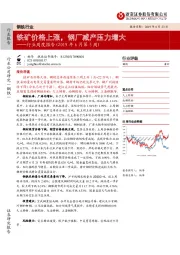 钢铁行业周度报告（2019年6月第3周）：铁矿价格上涨，钢厂减产压力增大