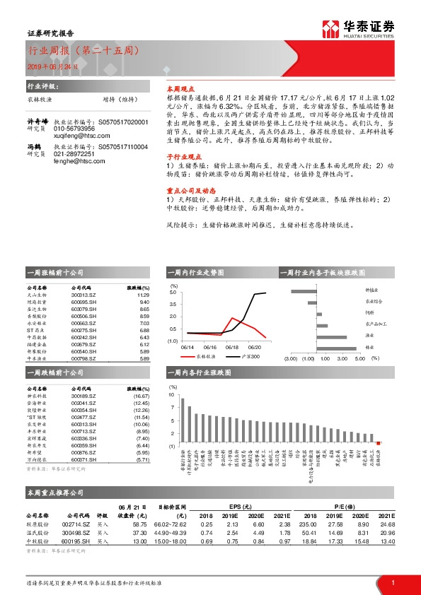 农林牧渔行业周报（第二十五周）