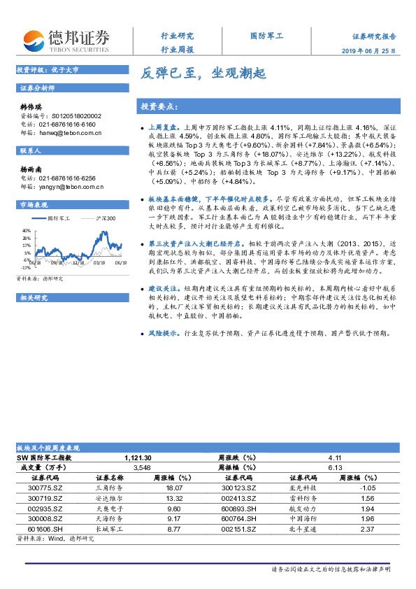 国防军工行业周报：反弹已至，坐观潮起