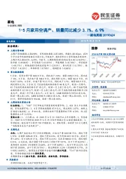 家电周报：1-5月家用空调产、销量同比减少3.7%、6.9%