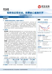 有色金属周报：铂钯供应受扰动，供需缺口逐渐打开