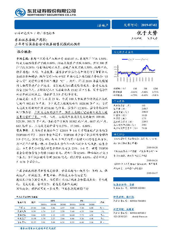 房地产周报：上半年百强房企合计权益销售规模同比微升