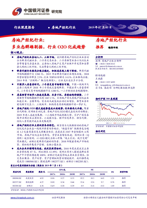 房地产经纪行业：多业态群雄割据，行业O2O化成趋势