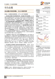 有色金属行业研究周报：贵金属迎来短期调整，关注中报超预期