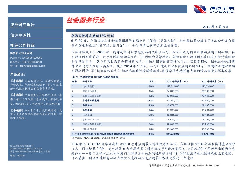 卓越推：社会服务行业