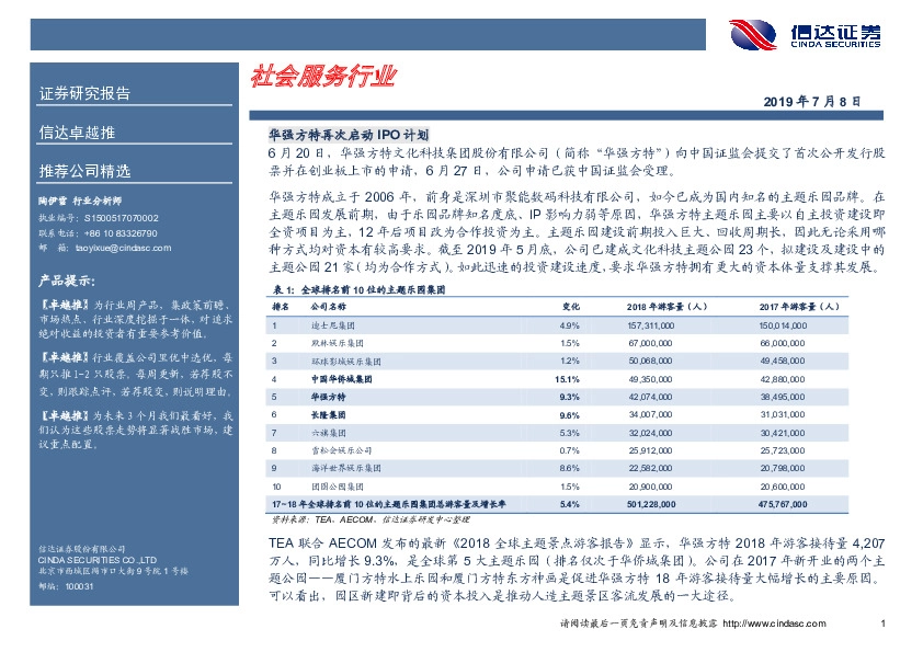 卓越推：社会服务行业