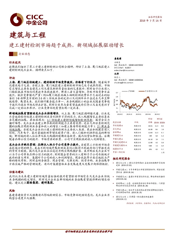 建筑与工程行业动态：建工建材检测市场趋于成熟，新领域拓展驱动增长