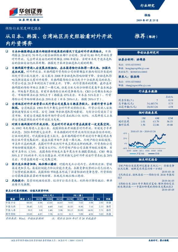 保险行业深度研究报告：从日本、韩国、台湾地区历史经验看对外开放内外资博弈