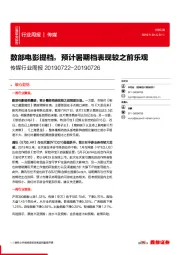 传媒行业周报:数部电影提档,预计暑期档表现较之前乐观