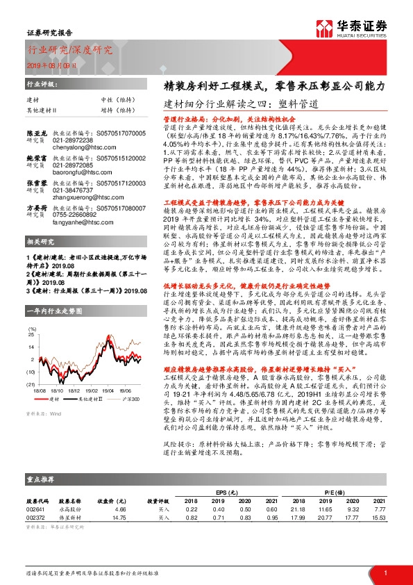 建材细分行业解读之四：塑料管道：精装房利好工程模式，零售承压彰显公司能力