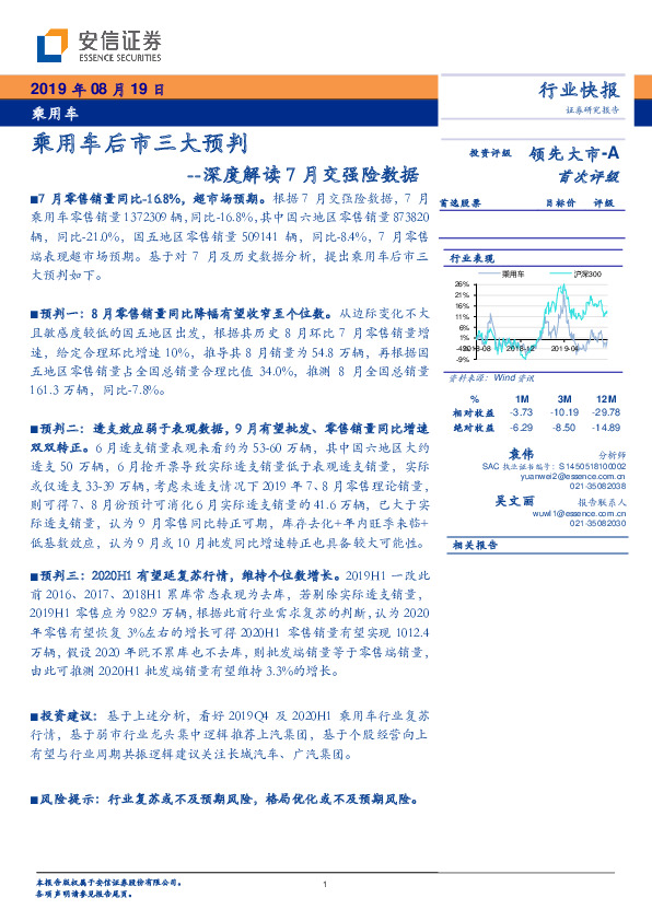 深度解读7月交强险数据：乘用车后市三大预判