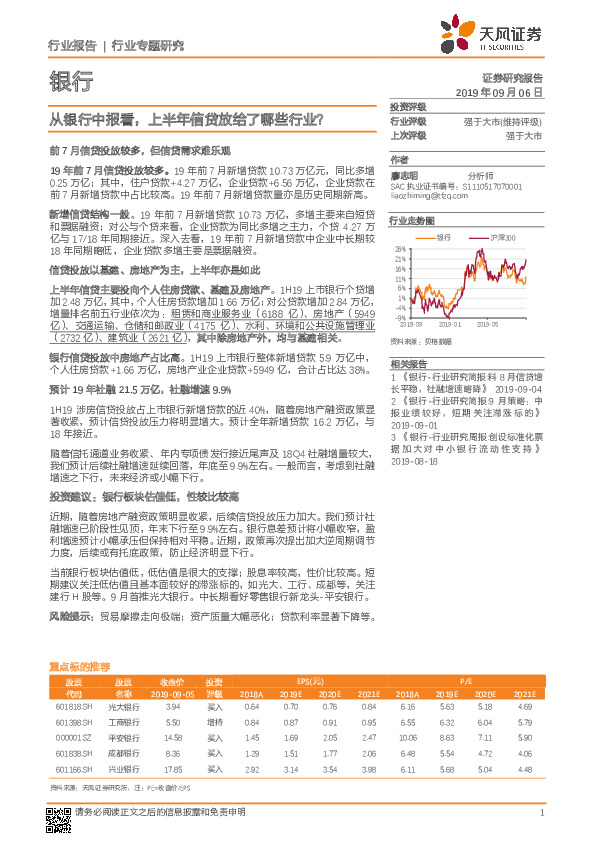 从银行中报看，上半年信贷放给了哪些行业？