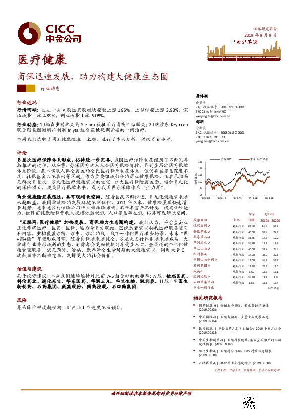 医疗健康行业动态：商保迅速发展，助力构建大健康生态圈