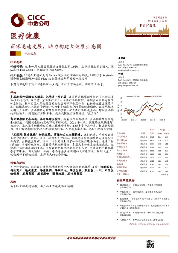 医疗健康行业动态：商保迅速发展，助力构建大健康生态圈