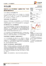 有色行业2019年中报综述：业绩同比下滑，下半年重视贵金属投资机会