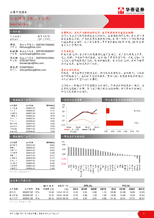 电力设备/新能源行业周报（第三十七周）