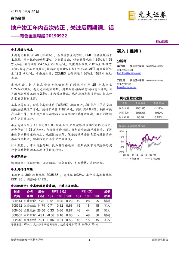 有色金属周报：地产竣工年内首次转正，关注后周期铜、铝