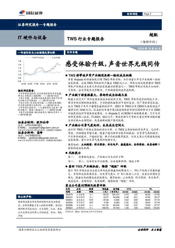 TWS行业专题报告：感受体验升级，声音世界无线同传