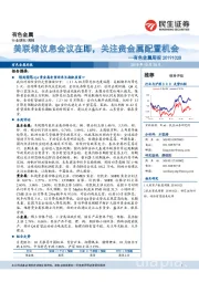 有色金属周报：美联储议息会议在即，关注贵金属配置机会