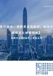 医药行业2019年三季报总结:生物制品、医疗服务、原料药表现较好,板块分化加剧,细分领域龙头继续领跑
