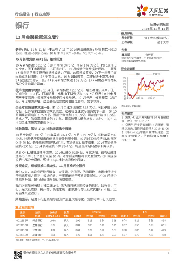 银行行业点评：10月金融数据怎么看？