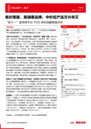 “双十一”某电商平台TWS耳机销量数据点评：低价跑量、高端看品牌，中价位产品方兴未艾